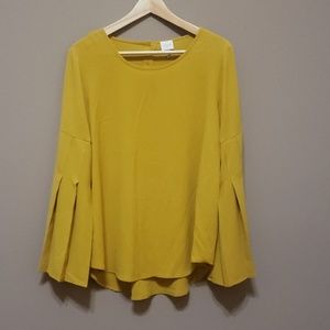 Sz L mustard yellow blouse, long sleeve